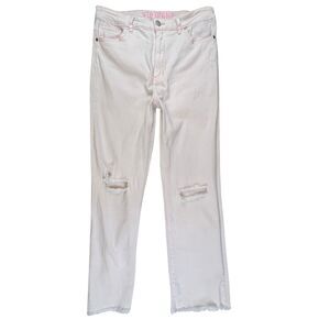 VIP Jeans 13 Denim Light Wash Pink Ripped Gunge Distressed Boho Raw Hem Pants